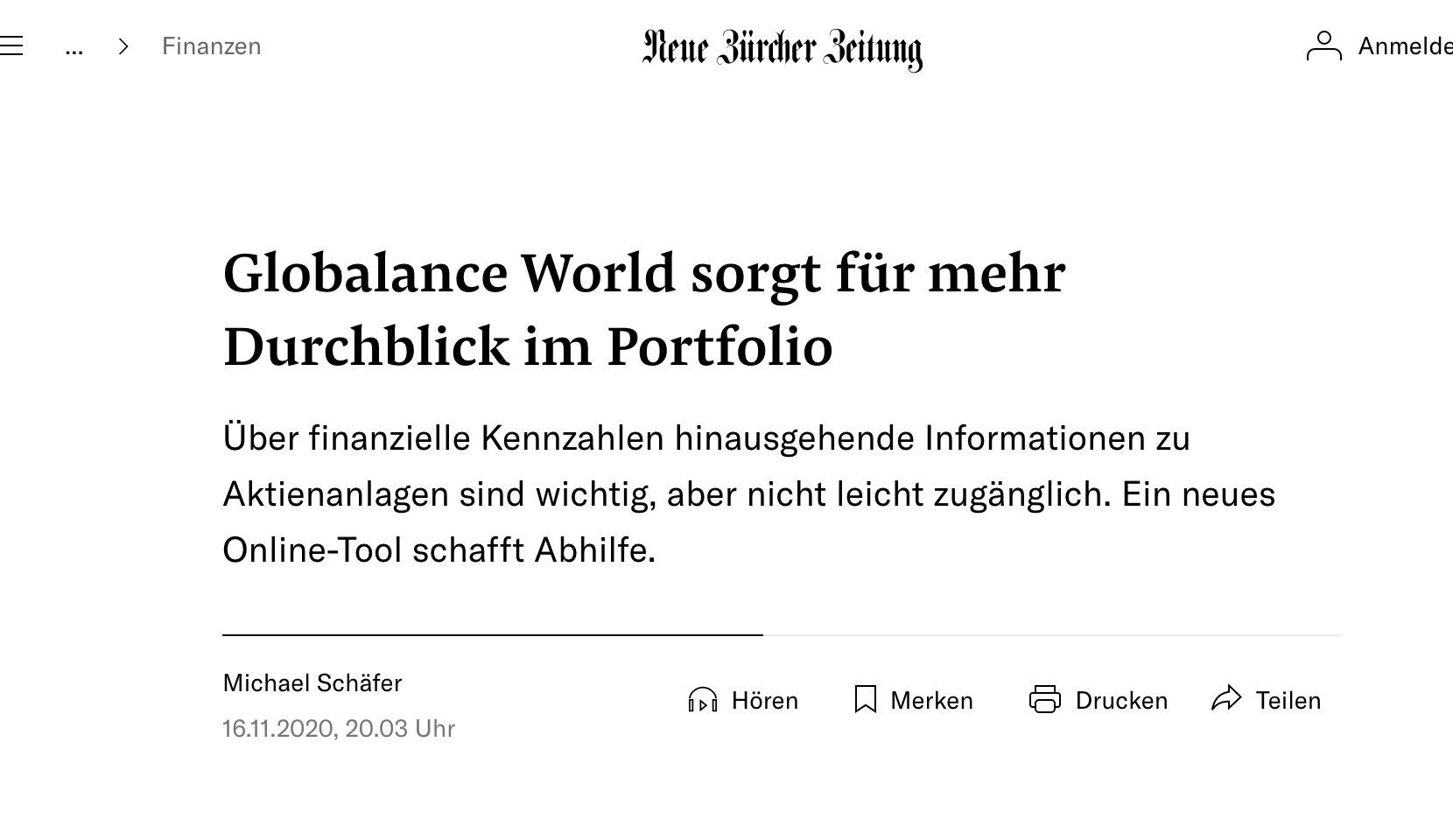 Image for Neue Zürcher Zeitung publicity item